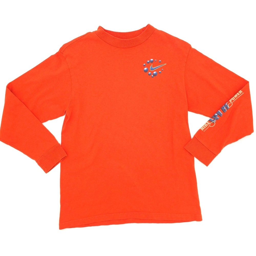 Nike Boys Long Sleeve Shirt Bubble Air Graphic Vintage Y2K Orange Size M 10-12